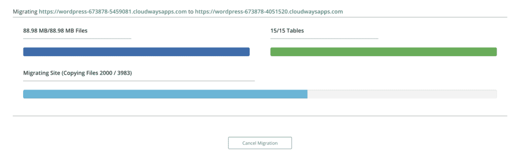 Migration process bar